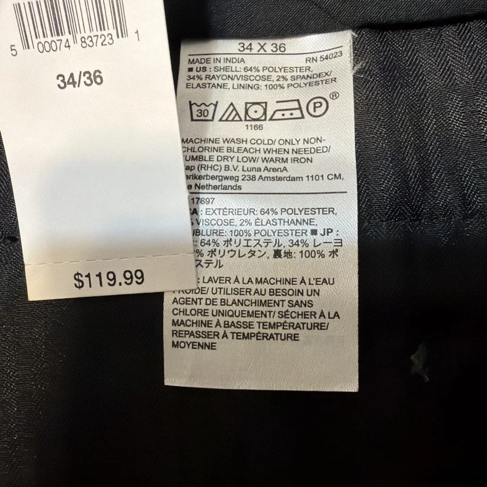 Banana Republic Slim Tailored Performance Dress Wrinkle Resist Pant 34x36 NWT